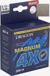 MAGNUM 4X Wysokiej klasy plecionka czterosplotowa o szerokiej gamie zastosowań i wyjątkowo korzystnej relacji ceny do jakości. Znakomicie sprawdzi się w połowie sandaczy czy szczupaków na cięższy sprzęt, ale także na delikatnych zestawach okoniowych czy pstrągowych. Najgrubsze średnice polecane są do połowu dorszy. Najważniejsze parametry techniczne plecionki Dragon Magnum 4X: - miękka i jedwabiście gładka; - idealnie okrągła w przekroju; - bardzo wytrzymała liniowo jak i na węzłach; - pozbawiona pamięci kształtu; - całkowicie nierozciągliwa i świetnie przekazująca brania; - odporna na uszkodzenia mechaniczne i ścieranie; - bardzo gęsty splot uniemożliwia wnikanie cząstek wody; - pozwala na długie i precyzyjne rzuty; - kolory: jasnoszary, żółty fluo; - oferowana nasz szpulach 150, 300.
