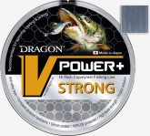 Dragon-V Power+ STRONG Superwytrzymała żyłka (produkowana dla Dragona w Japonii) przeznaczona przede wszystkim do łowienia na spinning. Posiada znikomą higroskopijność – w czasie mroźnej pogody sztywnieje mniej niż inne żyłki. Ważną cechą jest także wyjątkowo mała podatność na przetarcie. Cecha bardzo ważna podczas trociowych łowów.