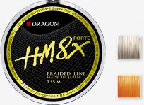 HM8X FORTE to znakomita, uznana na rynku żyłka. Jej wysokie walory użytkowe pozwalają wędkarz na zastosowanie jej do wielu technik łowienia w rozmaitych łowiskach. Plecionka wyprodukowana przez firmę Toray, to druga już generacja znakomitej linki HPPE Super Thin Microfibres. Plecionka jest doskonale okrągła w przekroju, miękka i jedwabista w dotyku, dzięki czemu możemy wykonywać dalsze i bardziej precyzyjne rzuty przynętą. Specjalne wykończenie powierzchni zapobiega plątaniu się linki nawet przy rzutach pod wiatr. HM8X Forte dostępna jest w dwóch kolorach, szarym i pomarańczowym fluo, w odcinkach po 135 metrów. Firma Dragon jako pierwsza otrzymała prawo do dystrybucji nowej plecionki na terenie Europy.