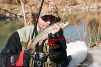 Do spinningowania Tomek wybrał kołowrotek Fishmaker 730i, z żyłką Team Dragon Spinn, o śr. 0,16 mm i wytrzymałości 3,25 kg. Wędzisko to pstrągowy spinning Team Dragon, c.w. 3-14 g, długość 2,4 m.